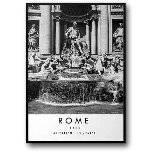 Poster mit dem Trevi-Brunnen | Malerische Sehenswürdigkeit von Rom | Wandkunst-Dekor aus Italien | Bezaubernder Charme von Rom