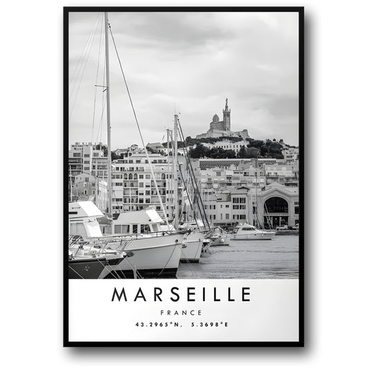 Alter Hafen von Marseille Poster | Frankreich Historischer Hafen Kunstdruck | Wanddekoration