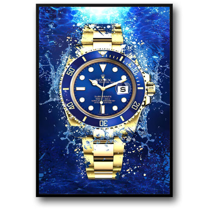 Graffiti Stijl | Blauwe Gouden Rolex Submariner Ontwerp