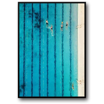 Poolside Escapes Poster | Serene Poolside Decor | Relaxing Art for Home & Garden | Modern Wall Art | Tranquil Outdoor Scene | High-Quality Print