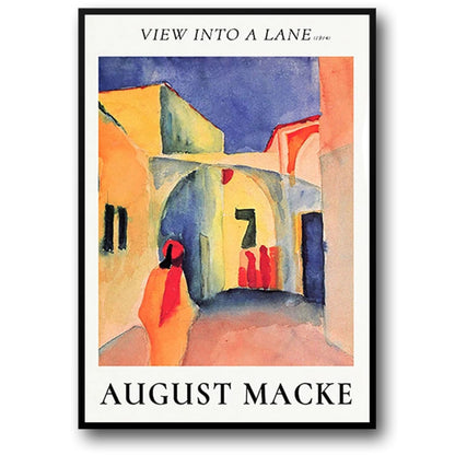 August Macke | Poster | Blick in eine Gasse 1914 | Künstlerisches Dekor | Vintage-Kunstreproduktion | Wanddekoration für Zuhause