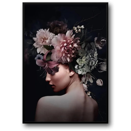 Vintage Bloemige Vrouw | Middernacht Tuin
