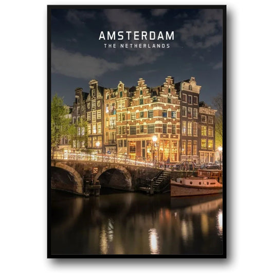 Amsterdamer Grachtenbrücke | Malerische europäische Stadtlandschaft