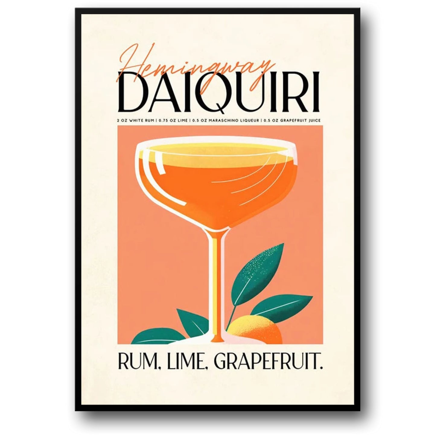Daiquiri Cocktail Art Print | Retro Party Vibes | Kitchen & Bar Decor | Decorative Wall Poster | Vintage Style Drink Illustration