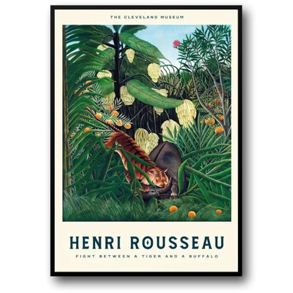 Henri Rousseau | Gevecht Tussen een Tijger en een Buffel | Klassiek Wilde Dieren Tafereel