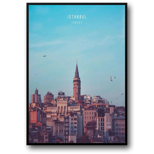 Poster Galataturm | Blick im Morgengrauen | Historisches Wahrzeichen | Skyline von Istanbul | Bezaubernde türkische Landschaftskunst | Reisedekor Türkei