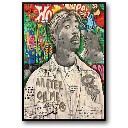 Abstraktes Street-Pop-Art-Poster | Tupac-Porträt | Graffiti-Wandkunst für die Wohnzimmerdekoration