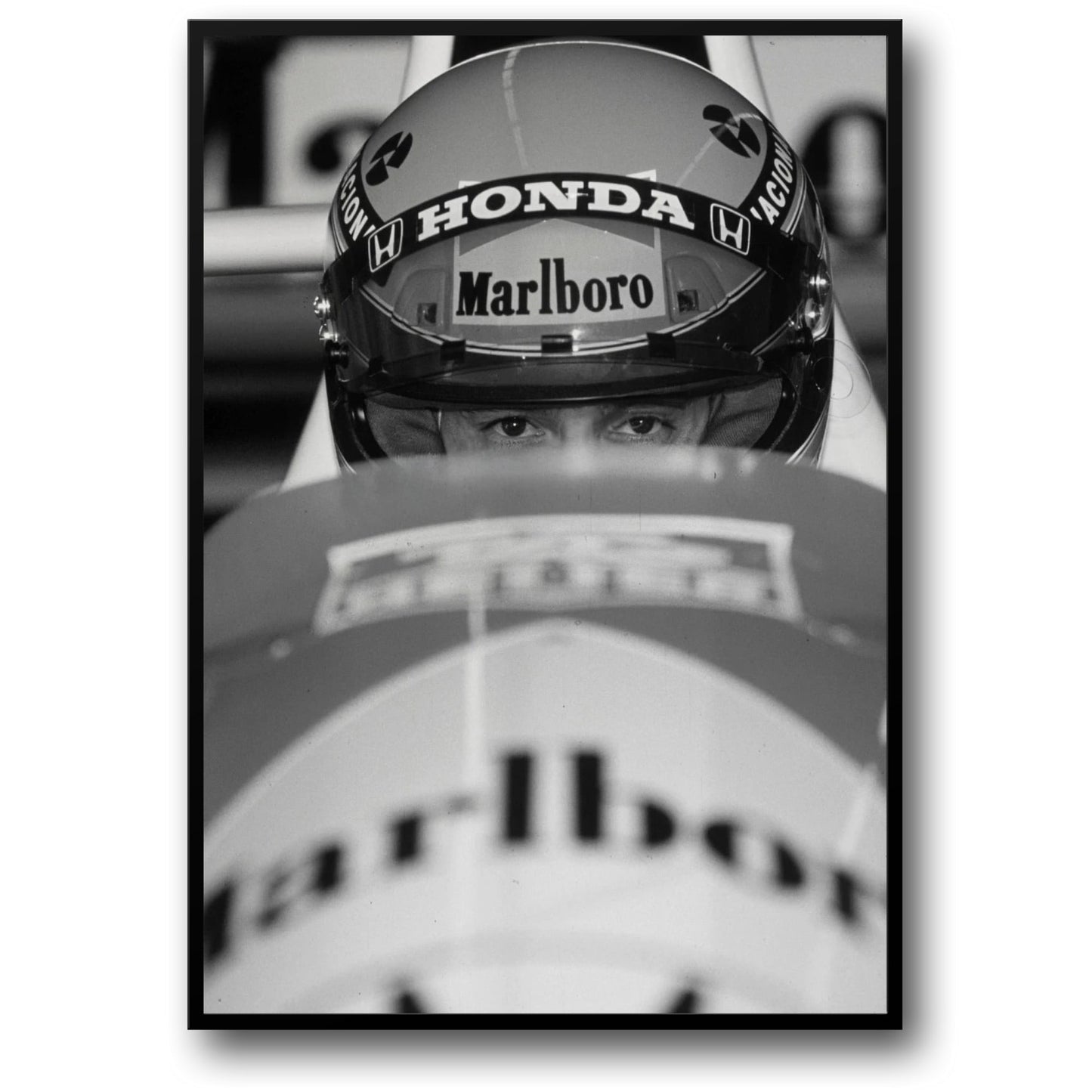 Vintage F1 Monaco Poster | Schwarz-Weiß-Rennwagen-Druck | Retro-Sportwagen-Leinwand | Wand-Kunst-Dekor