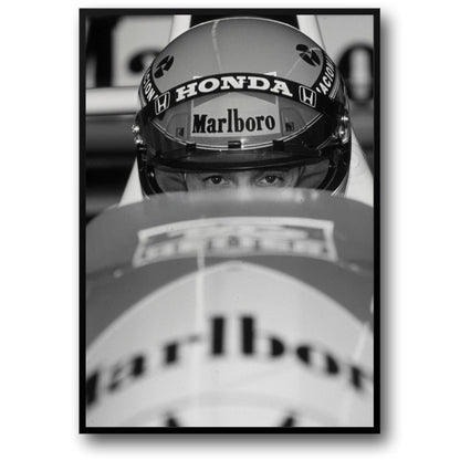 Vintage F1 Monaco Poster | Schwarz-Weiß-Rennwagen-Druck | Retro-Sportwagen-Leinwand | Wand-Kunst-Dekor