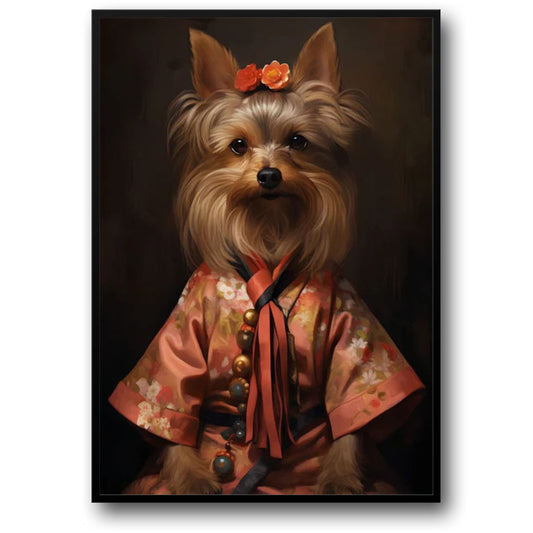 Floral Whisper Poster | Yorkshire Terrier Posing in a Blooming Garden