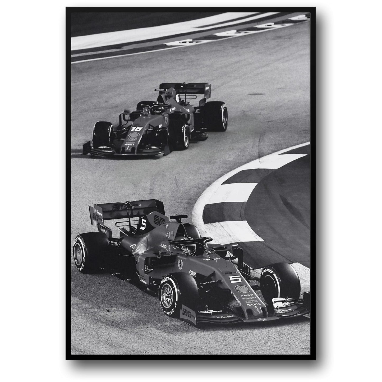 Poster | Schwarz-weißer Vintage-Rennwagen | F1 Monaco Sportklassiker | Leinwand-Wandkunst | Wohndekoration