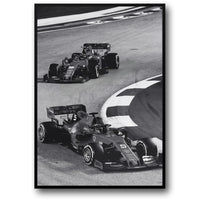 Poster | Schwarz-weißer Vintage-Rennwagen | F1 Monaco Sportklassiker | Leinwand-Wandkunst | Wohndekoration