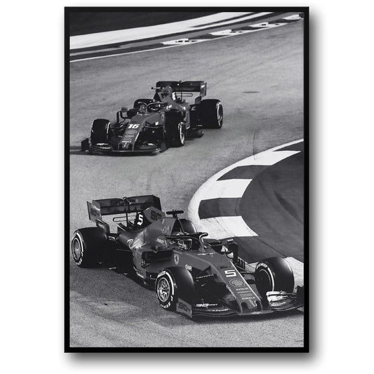 Poster | Black & White Vintage Racing Car | F1 Monaco Sports Classic | Canvas Wall Art | Home Decor