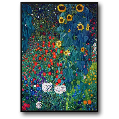 Gustav Klimt | Boerderij Tuin met Zonnebloemen | Impressionistisch Floraal