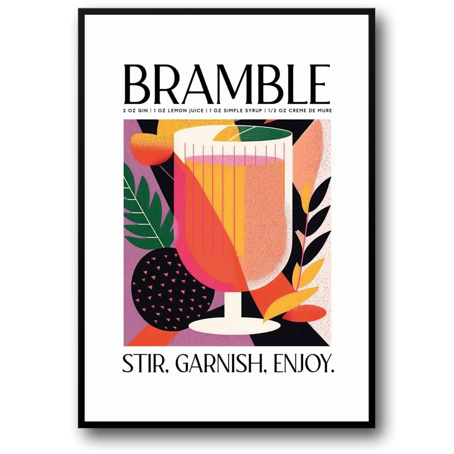 Bramble Cocktail-Poster | Lebendiger, moderner Stil