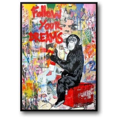 Banksy Graffiti-Kunst | Follow Your Dream-Poster | Street-Art-Leinwanddruck | Wohnzimmer-Dekor | Wandbild