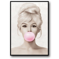 Brigitte Bardot Retro-Pop-Art | Kaugummirosa