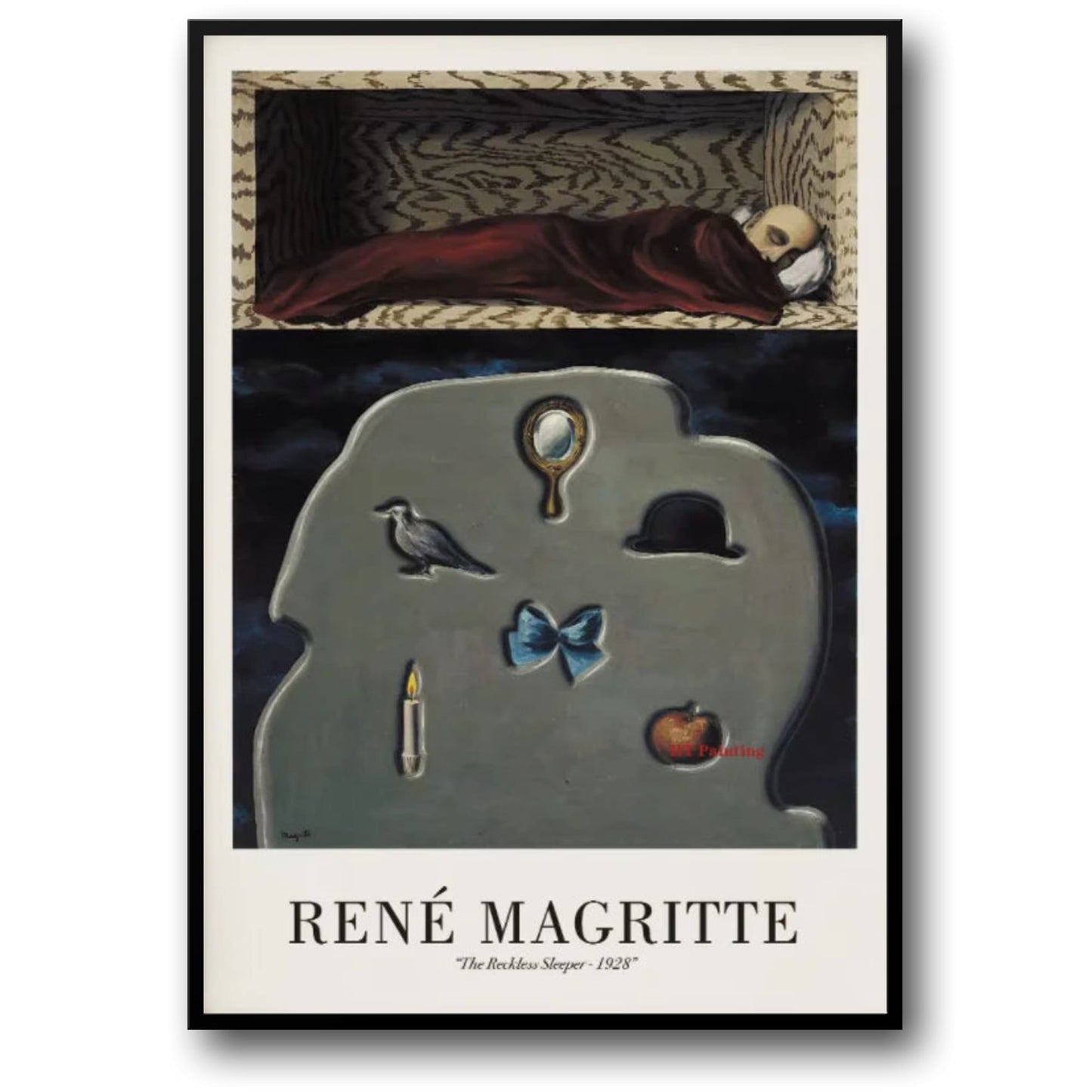 René Magritte De Roekeloze Slaper 1928 | Surrealistische Vintage Kunst