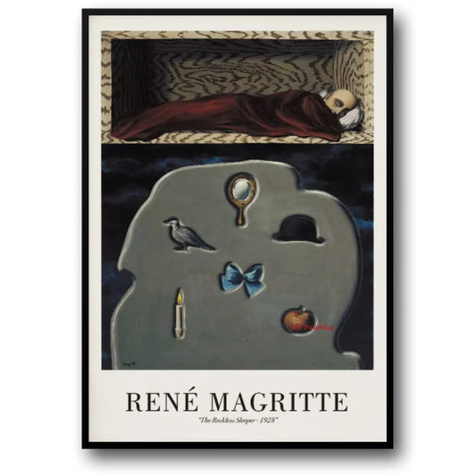 René Magritte: Der leichtsinnige Schläfer | Surrealistisches Meisterwerk | Vintage-Kunst