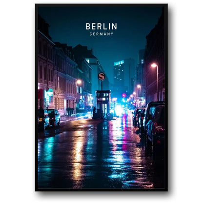 Berliner Skyline | Abendliches Stadtbild | Europa Kunstdruck | Wanddekoration Poster