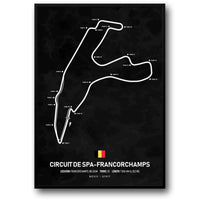 Formel-1-Poster Circuit de Spa-Francorchamps | Belgien | Francorchamps | Legendäre Grand-Prix-Strecke von Belgien | Poster mit legendären Formel-1-Rennstrecken