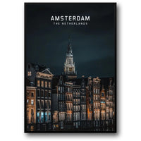 Amsterdamer Grachtenhäuser bei Nacht | Europäisches Stadtbild