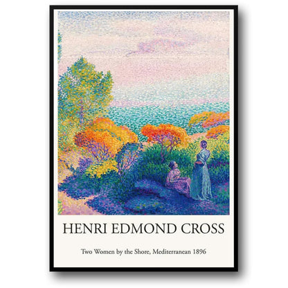 Henri Edmond Cross | Two Women by the Shore | Mediterranean Art Poster | Vintage Impressionist Wall Decor | Coastal Scene Artwork