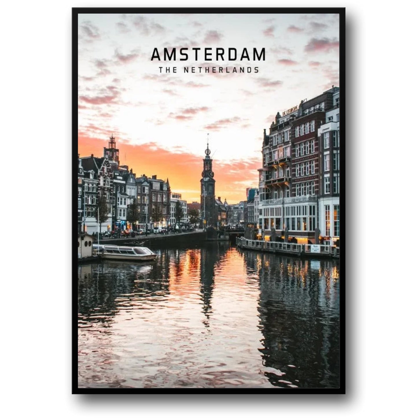 Canals of Amsterdam Poster | The Netherlands Scenic Art | Beautiful European Cities | Wall Decor Artwork