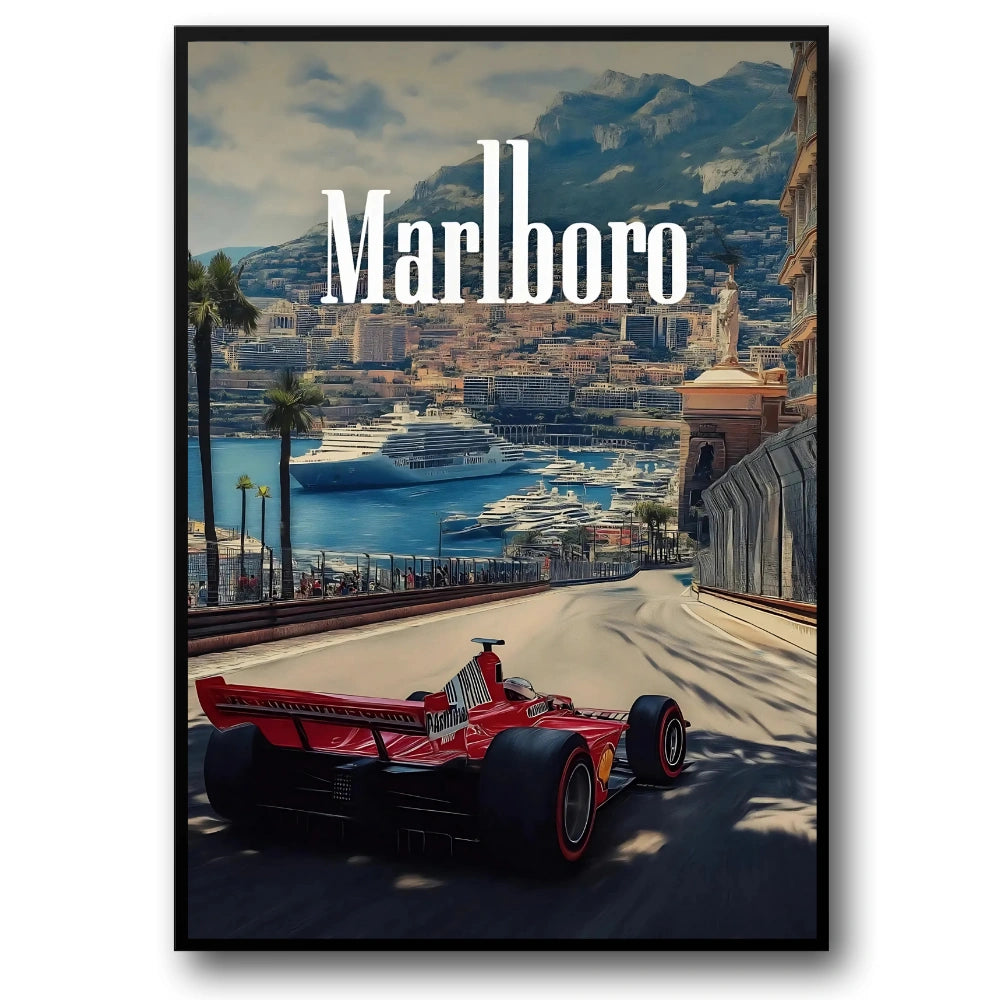Vintage Formula 1 | Monaco Grand Prix | F1 Racing Poster | Ferrari F2004 | Michael Schumacher | Monte Carlo Harbour View