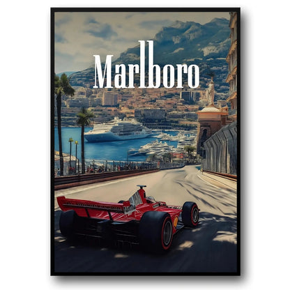 Vintage Formula 1 | Monaco Grand Prix | F1 Racing Poster | Ferrari F2004 | Michael Schumacher | Monte Carlo Harbour View