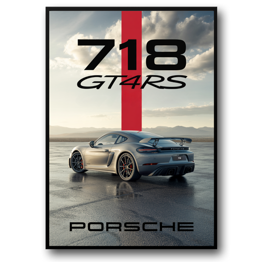 Porsche 718 Cayman GT4 RS Poster, Supercar Wall Art Print, Unframed, Matte Paper, Multiple Sizes, Automotive Decor for Living Room, Office or Man Cave, Gift for Car Enthusiasts