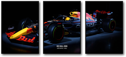 Formel 1 Rennwagen Poster Set | Red Bull Racing | F1 Kunstdruck Kollektion | Max Verstappen | 3-teilige Wanddekoration