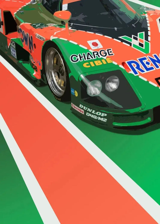 Mazda 787B | Vintage Racing Poster | Mazda's Le Mans Winner in Renown Livery | Vibrant Racing Posters