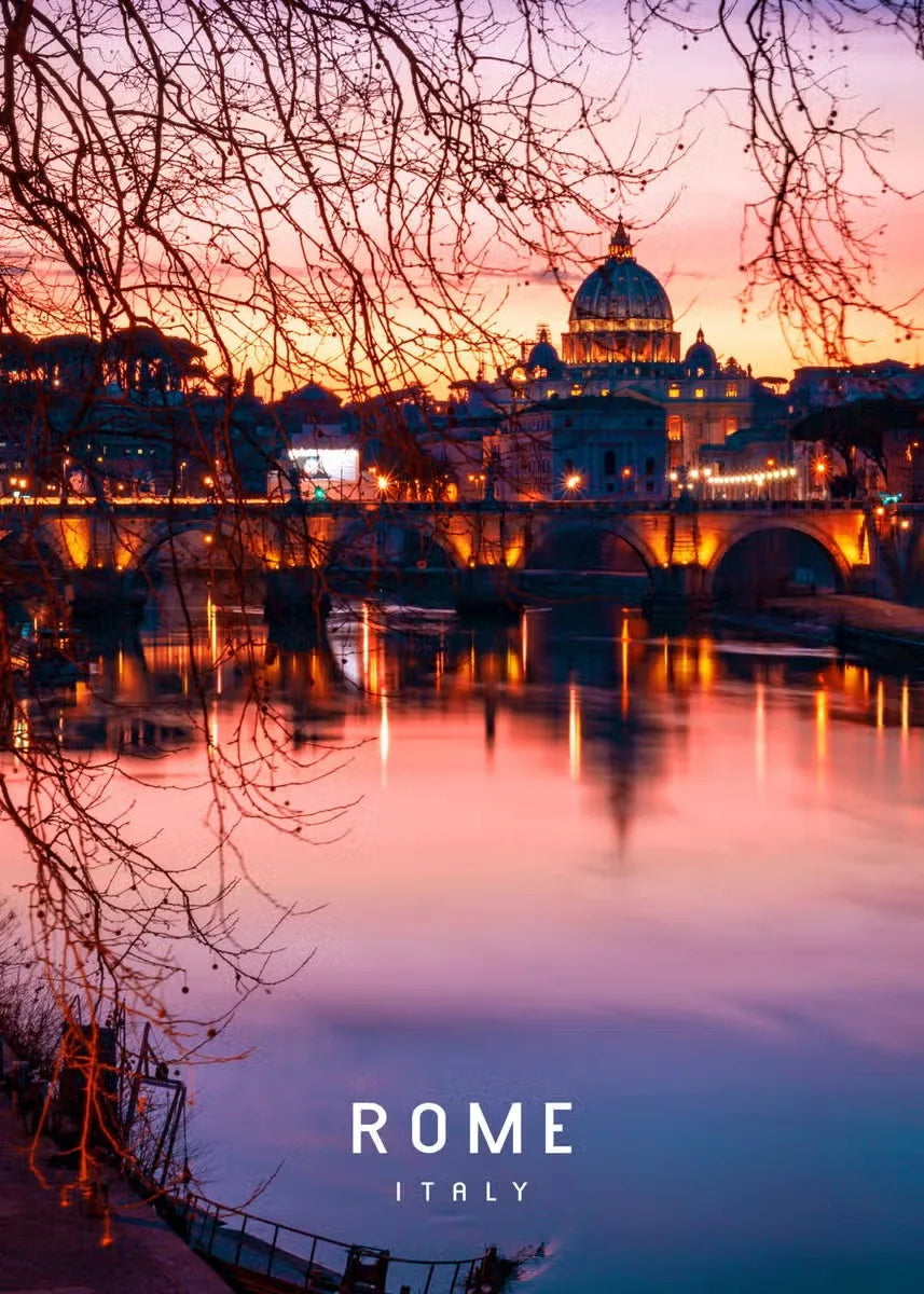 St. Peter's Basilica at Dusk | Rome | Italy | Iconic Vatican Views | Breathtaking Skylines | Majestic Rome Posters