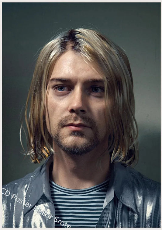 Kurt Cobain Poster | Rock and Roll Music Art | Aesthetic Decor for Home, Bar, Cafe | Custom Wall Painting Sticker