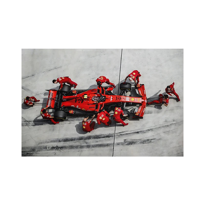 Formel Grand Prix Rennwagen Pit Stop Poster und Druck Charles Leclerc Racing Aquarell Leinwand Malerei Wand Kunst Zimmer Home Decor