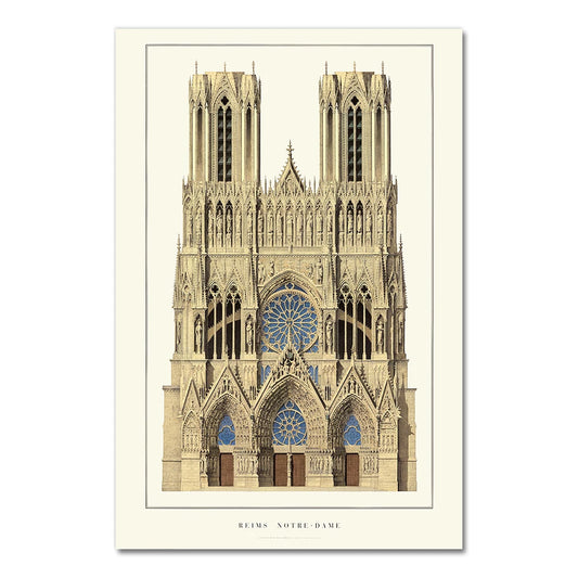 Reims Cathedral | Reims | France | Majestic Gothic Architecture | French Religious Architecture | Historical Building Posters