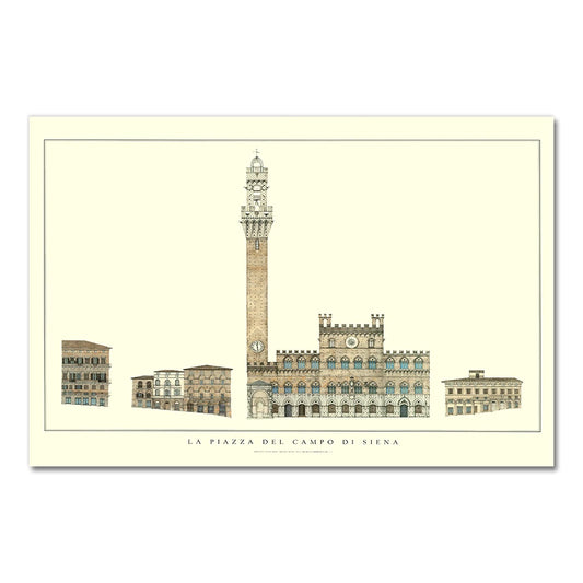 Piazza del Campo | Siena | Italy | Medieval Town Square Architecture | Italian Historical Sites | Scenic Architecture Posters