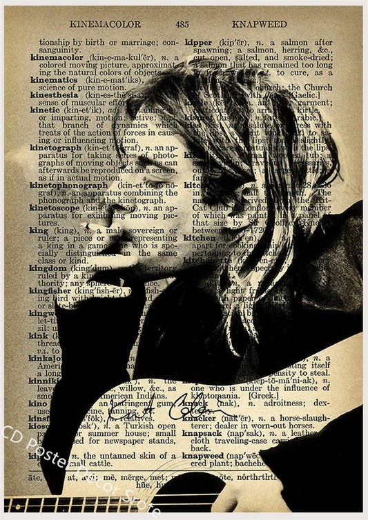Kurt Cobain Music Art Poster | Rock and Roll Aesthetic Decor | DIY Wall Art for Home Bar Cafe