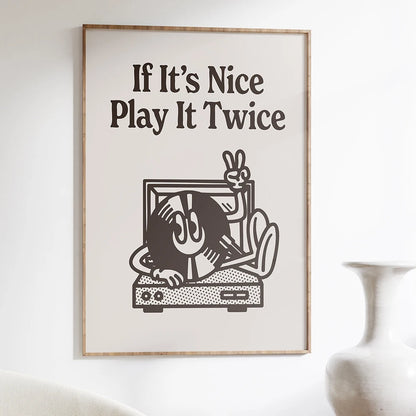 Retro Espresso Record Player | Cartoon Canvas Art