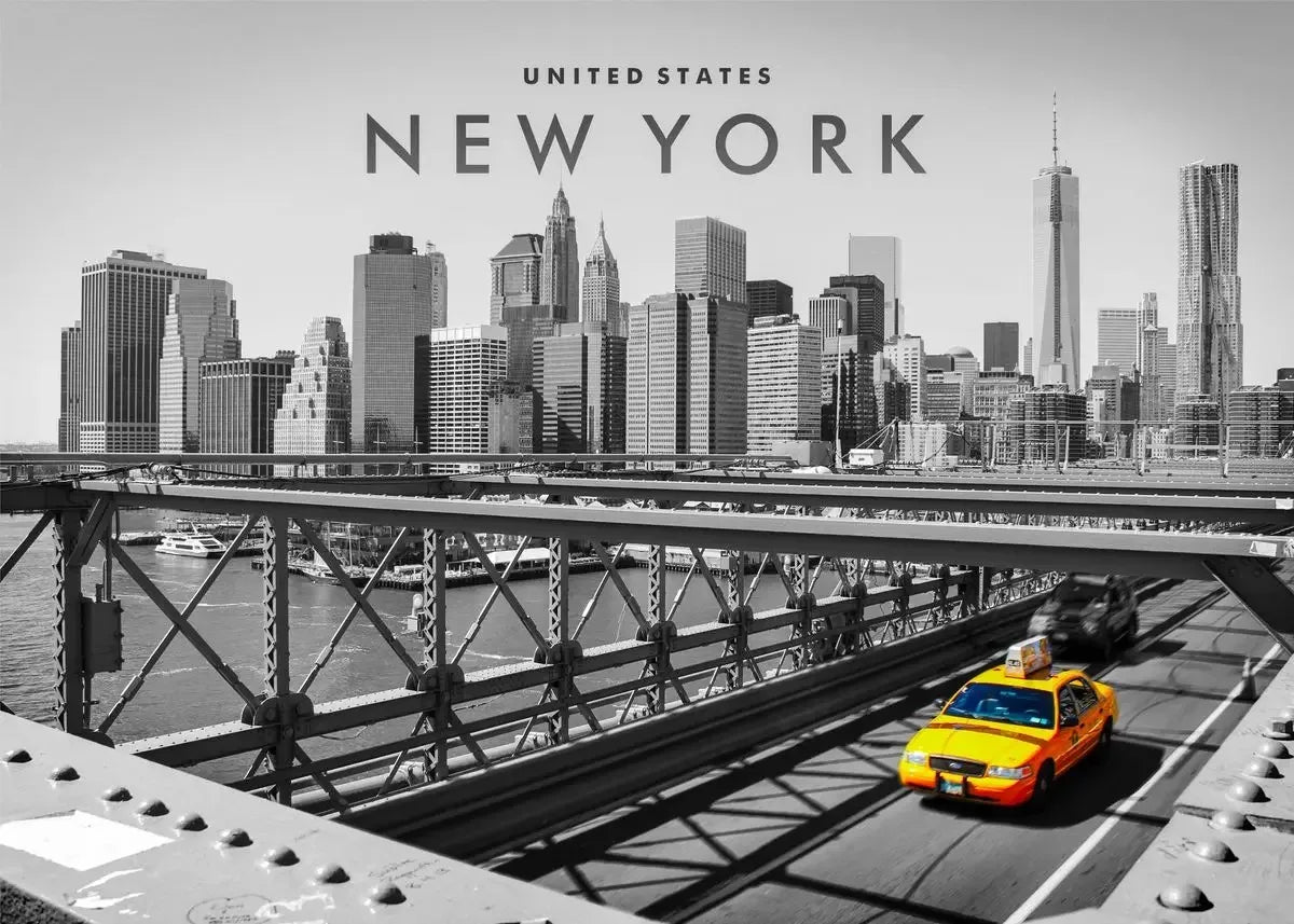 Yellow Taxi on Brooklyn Bridge | New York | United States | Capture the Essence of City Life