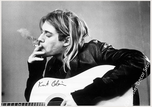 Kurt Cobain Poster | Aesthetic Rock Music Art | DIY Home Decor | Room Bar Cafe Wall Sticker | Custom Prints