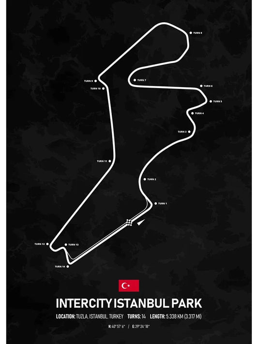 Intercity Istanbul Park Formula 1 Poster | Turkey | Istanbul | Thrilling Turkish Grand Prix Track | Exhilarating F1 Racing Posters