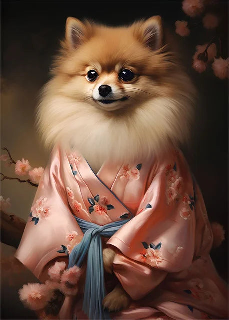 Cherry Blossom Serenity | Pomeranian - Wrapped in soft pink, a delicate display of spring's beauty.