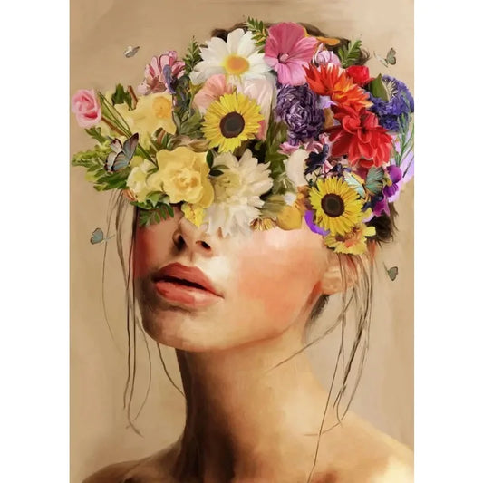 Vintage Flower Heads | Blossoms of the Mind | Floral Woman | Autumn's Whisper: A Dance of Earthy Hues