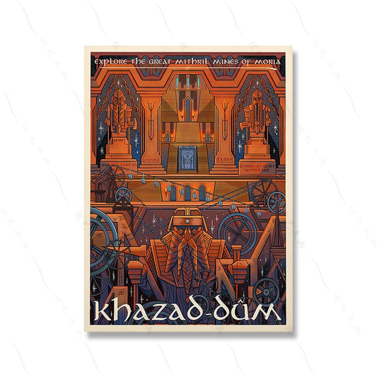 Khazad-dum Poster | Explore Khazad-dum: Journey to the Depths of the Dwarven City with this Vintage Inspired Fantasy Mine Poster – Perfect for Mythical Realm Admirers