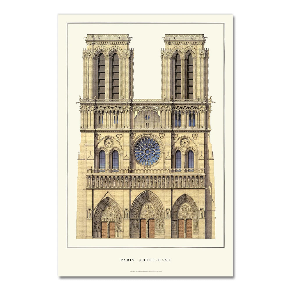 Notre-Dame Cathedral | Paris | France | Iconic Gothic Architecture | European Cathedrals | Architectural Art Posters