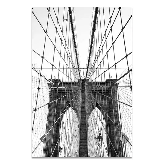 Brooklyn Bridge Lines and Symmetry | Iconic NYC Suspension Bridge | Home Decor | Decoration Poster