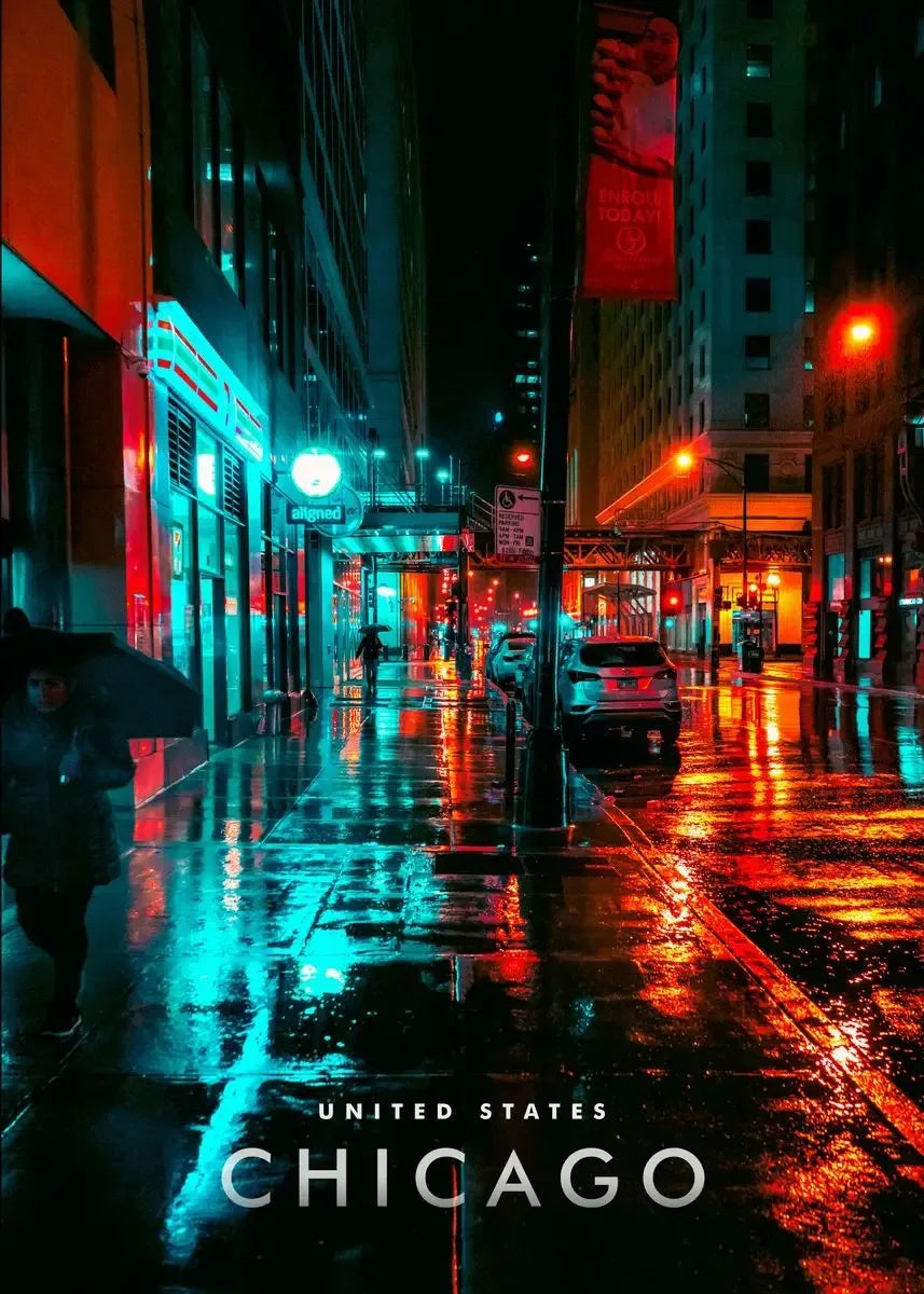 Chicago Rainy Night | Chicago | United States | Wander Through Urban Wonders