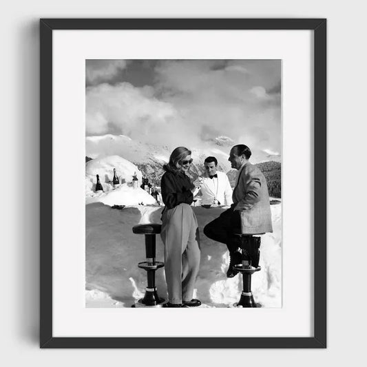 Social Gathering at Snowy Mountain Bar | Mountain Mingle: Social Scenes at Ski Resorts | Classic Ski Resort Lifestyle Posters